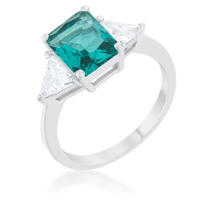 WildKlass Classic Aqua Rhodium Plated Engagement Ring-WildKlass Jewelry