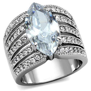 WildKlass Stainless Steel Ring High Polished (no Plating) Women AAA Grade CZ Clear-WildKlass Jewelry