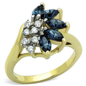 WildKlass Stainless Steel Ring Two-Tone IP Gold Women Top Grade Crystal Montana-WildKlass Jewelry