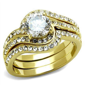 WildKlass Stainless Steel Ring IP Gold Women AAA Grade CZ Clear-WildKlass Jewelry