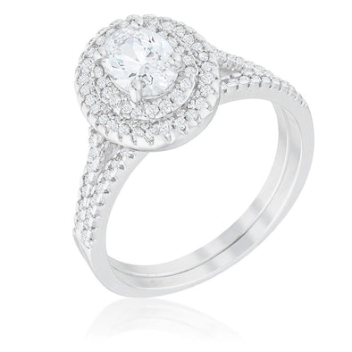 WildKlass Oval Wedding Ring Set-WildKlass Jewelry
