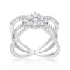WildKlass Rhodium Plated 0.8ct CZ Delicate Triple Wrap Ring-WildKlass Jewelry