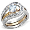 WildKlass Stainless Steel Ring Two-Tone IP Rose Gold Women AAA Grade CZ Clear-WildKlass Jewelry