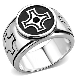 WildKlass Stainless Steel Ring High Polished Men Top Grade Crystal Jet-WildKlass Jewelry