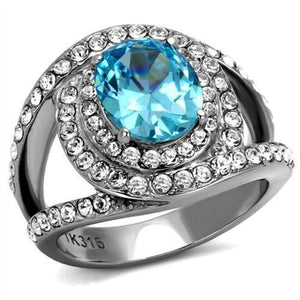 WildKlass Stainless Steel Ring High Polished Women Synthetic Sea Blue-WildKlass Jewelry