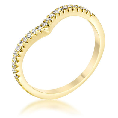 WildKlass .22Ct Gold ToneChevron Ring with CZ-WildKlass Jewelry