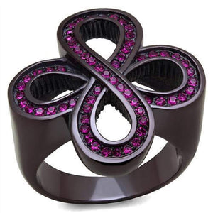 WildKlass Stainless Steel Ring IP Dark Brown (IP Coffee) Women Top Grade Crystal Fuchsia-WildKlass Jewelry