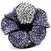 WildKlass Stainless Steel Ring IP Black Women Top Grade Crystal Tanzanite-WildKlass Jewelry