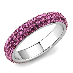 WildKlass Stainless Steel Ring High Polished Women Top Grade Crystal Rose-WildKlass Jewelry
