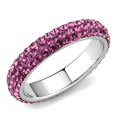 WildKlass Stainless Steel Ring High Polished Women Top Grade Crystal Rose-WildKlass Jewelry