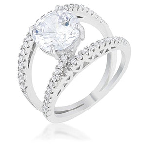 WildKlass 3ct Clear CZ Rhodium Plated Contemporary Ring-WildKlass Jewelry