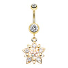 Gold & Rose Gold Flower Cluster Belly Button Ring-WildKlass Jewelry