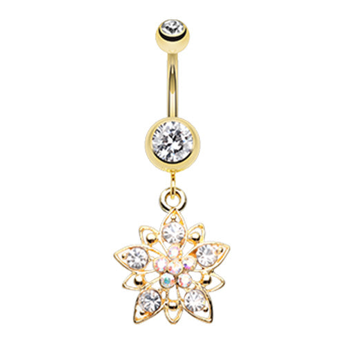 Gold & Rose Gold Flower Cluster Belly Button Ring-WildKlass Jewelry