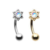 Golden & Silver Revo Illumilating Snowflake Curved Barbell Eyebrow Ring-WildKlass Jewelry
