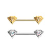 Silver & Gold Sparkling Diamond Revo Inlay Nipple Barbell Ring-WildKlass Jewelry