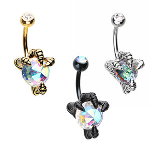 Black & Golden & Silver Dragon's Claw Belly Button Ring-WildKlass Jewelry