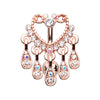 Rose Gold & Silver Elegant Chandelier Drop Top Down Reverse Belly Button Ring-WildKlass Jewelry