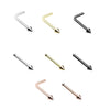 Silver, Gold, Rose Gold, Colored Basic Steel Spike L-Shape Nose Ring-WildKlass Jewelry