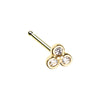 Golden & Rose Gold & Silver Bezel Trilogy L-Shape Nose Ring-WildKlass Jewelry