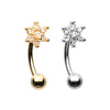 Silver & Golden Spring Flower Sparkle Multi Gem Curved Eyebrow Ring-WildKlass Jewelry