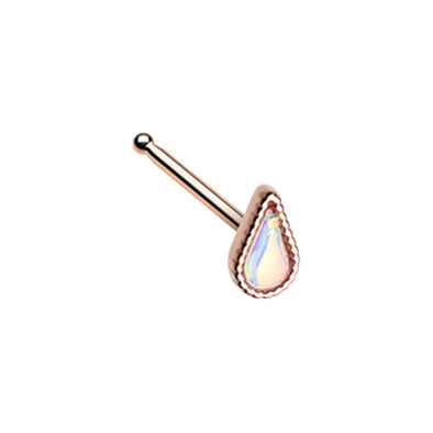 Golden & Rose Gold Illuminating TearDrop Shape L-Shape & Stud Nose Ring-WildKlass Jewelry