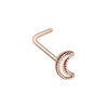 Golden & Rose Gold Illuminating Moon Shape L-Shape & Stud Nose Ring-WildKlass Jewelry