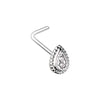Golden & Silver & Rose Gold Classic Ornate Teardrop L-Shape Nose Ring-WildKlass Jewelry