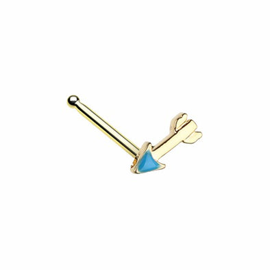 Gold, Silver Katniss Arrow L-Shape, Stud Nose Ring-WildKlass Jewelry