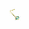 Gold, Silver Prong Set Opalite Gem Top Steel L-Shaped, Stud Nose Ring-WildKlass Jewelry