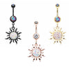 Rose Gold & Golden & Blackline Multi-Sprinkle Dot Sun Belly Button Ring-WildKlass Jewelry