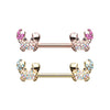 Gold, Rose Gold Posh Sea Crab Nipple Barbell Ring-WildKlass Jewelry