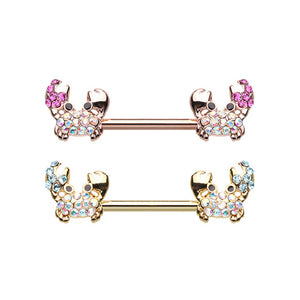 Gold, Rose Gold Posh Sea Crab Nipple Barbell Ring-WildKlass Jewelry