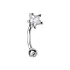 Golden & Silver Star Gem Prong Curved Barbell Eyebrow Ring-WildKlass Jewelry