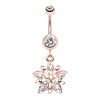 Gold & Rose Gold Flower Cluster Belly Button Ring-WildKlass Jewelry