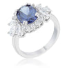 WildKlass 4.2ct Tanzanite CZ Rhodium Plated Classic Ring-WildKlass Jewelry