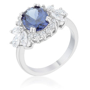 WildKlass 4.2ct Tanzanite CZ Rhodium Plated Classic Ring-WildKlass Jewelry