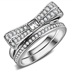 WildKlass Stainless Steel Ring High Polished Women Top Grade Crystal Clear-WildKlass Jewelry