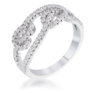 WildKlass 1.15Ct Rhodium Plated CZ Pave Double Knot Ring-WildKlass Jewelry