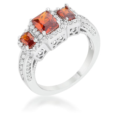 WildKlass 2.3ct Garnet CZ Rhodium Plated Classic Trio Ring-WildKlass Jewelry