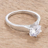 WildKlass 1.56Ct Contemporary Rhodium Plated CZ Solitaire Ring-WildKlass Jewelry