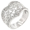 WildKlass Cubic Zirconia Filigree Hearts Ring-WildKlass Jewelry