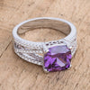 WildKlass 3Ct Elegant Silvertone Criss-Cross Amethyst Purple CZ Engagement Ring-WildKlass Jewelry