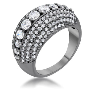 WildKlass 1.5ct CZ Hematite Contemporary Cocktail Ring-WildKlass Jewelry
