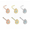 Rose Gold, Gold, Silver Sparkling Ornate Teardrop L-Shape & Stud Nose Ring-WildKlass Jewelry
