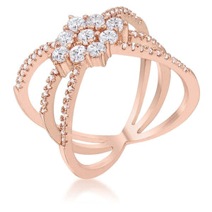 WildKlass 0.8ct CZ Rose Gold Delicate Triple Wrap Ring-WildKlass Jewelry