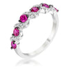 WildKlass .18Ct Rhodium Plated and Hematite Plated S Shape Fuschia and Clear CZ Half Eternity Band-WildKlass Jewelry