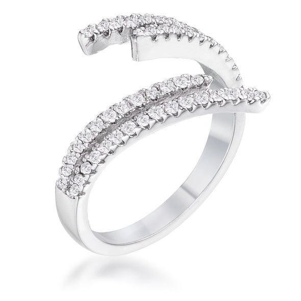 WildKlass 1.12Ct Delicate Rhodium Plated CZ Wrap Ring-WildKlass Jewelry