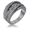WildKlass 1.7ct Clear CZ Hematite Contemporary Cocktail Ring-WildKlass Jewelry