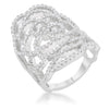 WildKlass 1.25ct CZ Rhodium Plated Filigree Cocktail Ring-WildKlass Jewelry