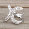 WildKlass 0.4ct CZ Rhodium Plated Pave X Ring-WildKlass Jewelry